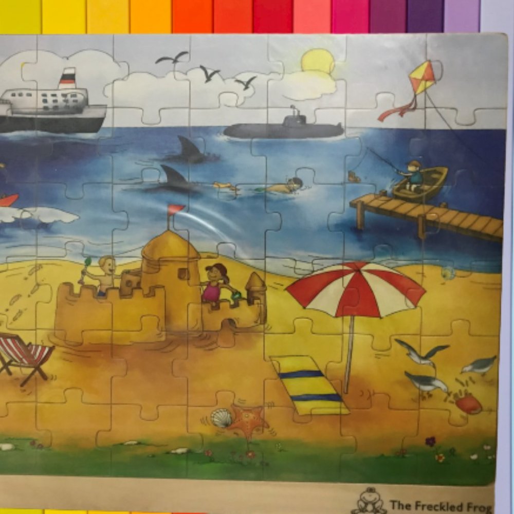 The Beach Wooden 48 piece Puzzle The Freckled Frog